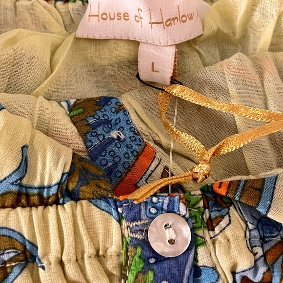 NWT! House of Harlow Boho Floral Ivory/Blue Open Tie Cami Back Maxi Dres… - Picture 9 of 10